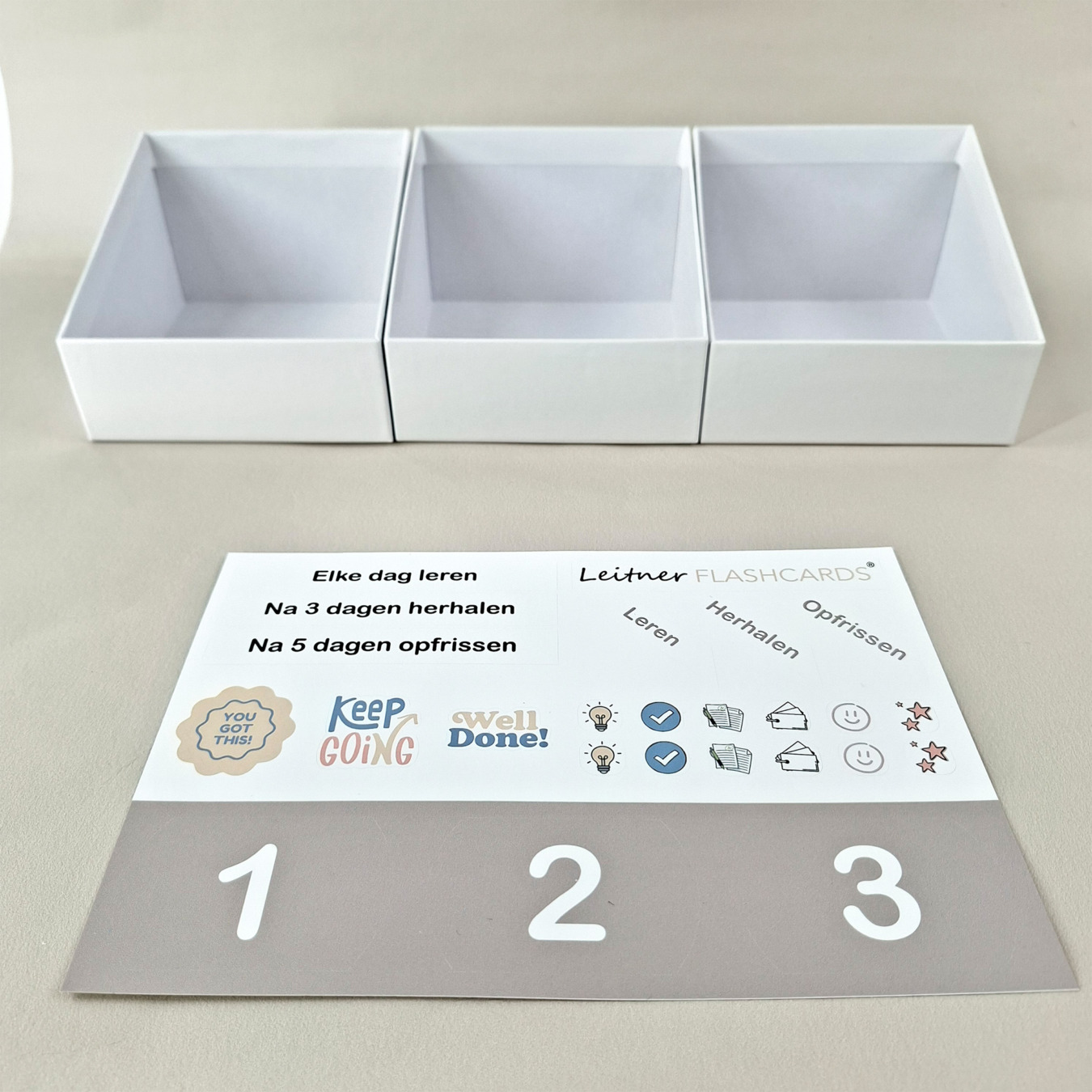 leitner systeem boxen set & stickers zand