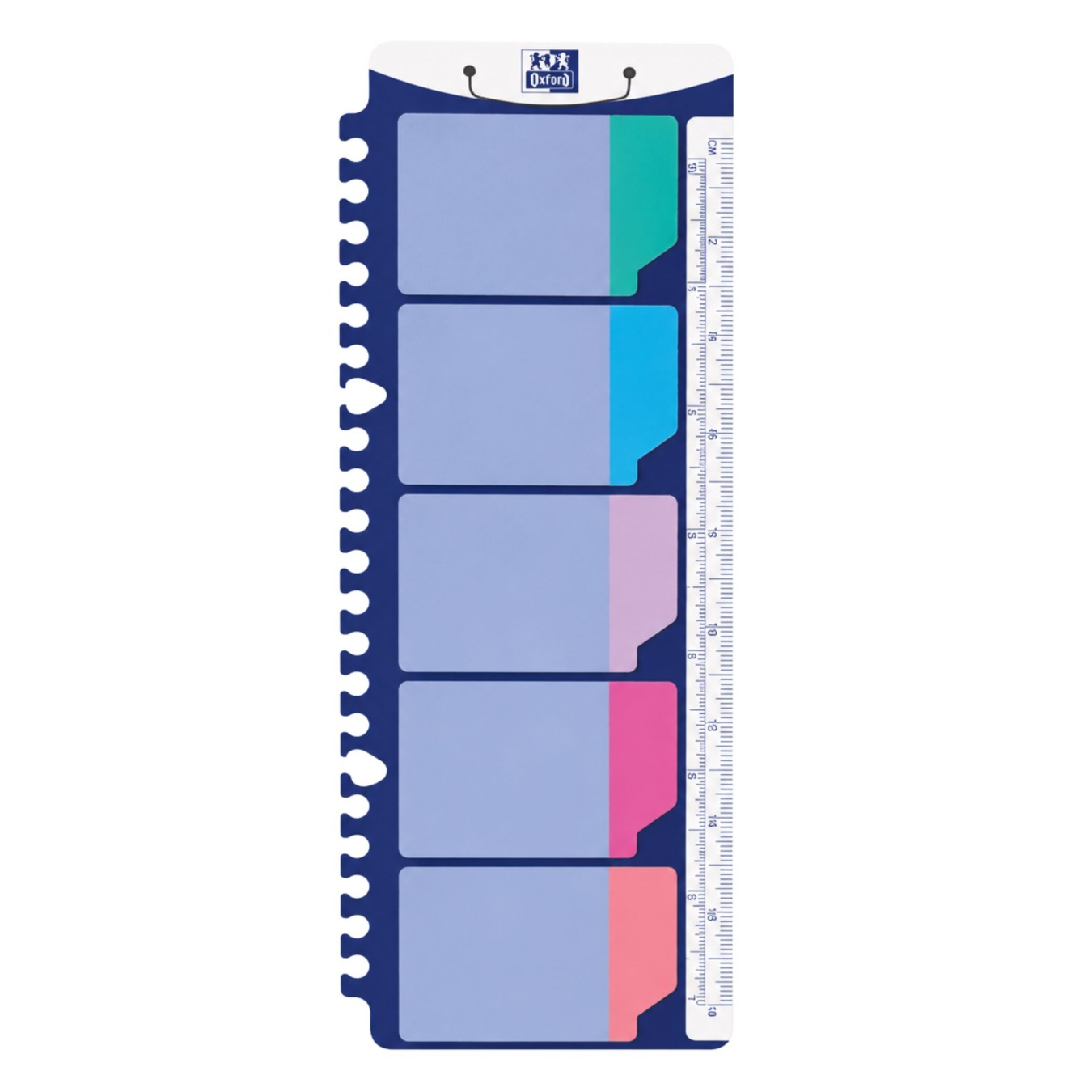 Oxford Stickertabs 5 kleuren + mini liniaal Blauw