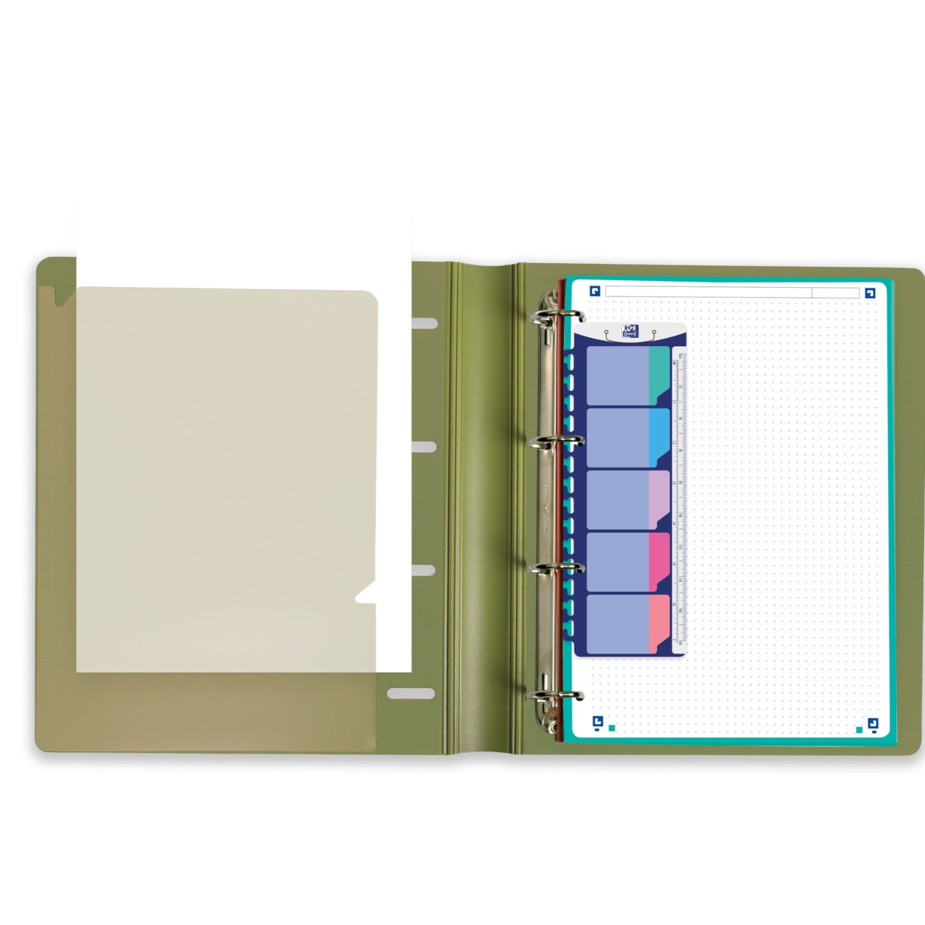 Oxford Stickertabs 5 kleuren + mini liniaal Blauw