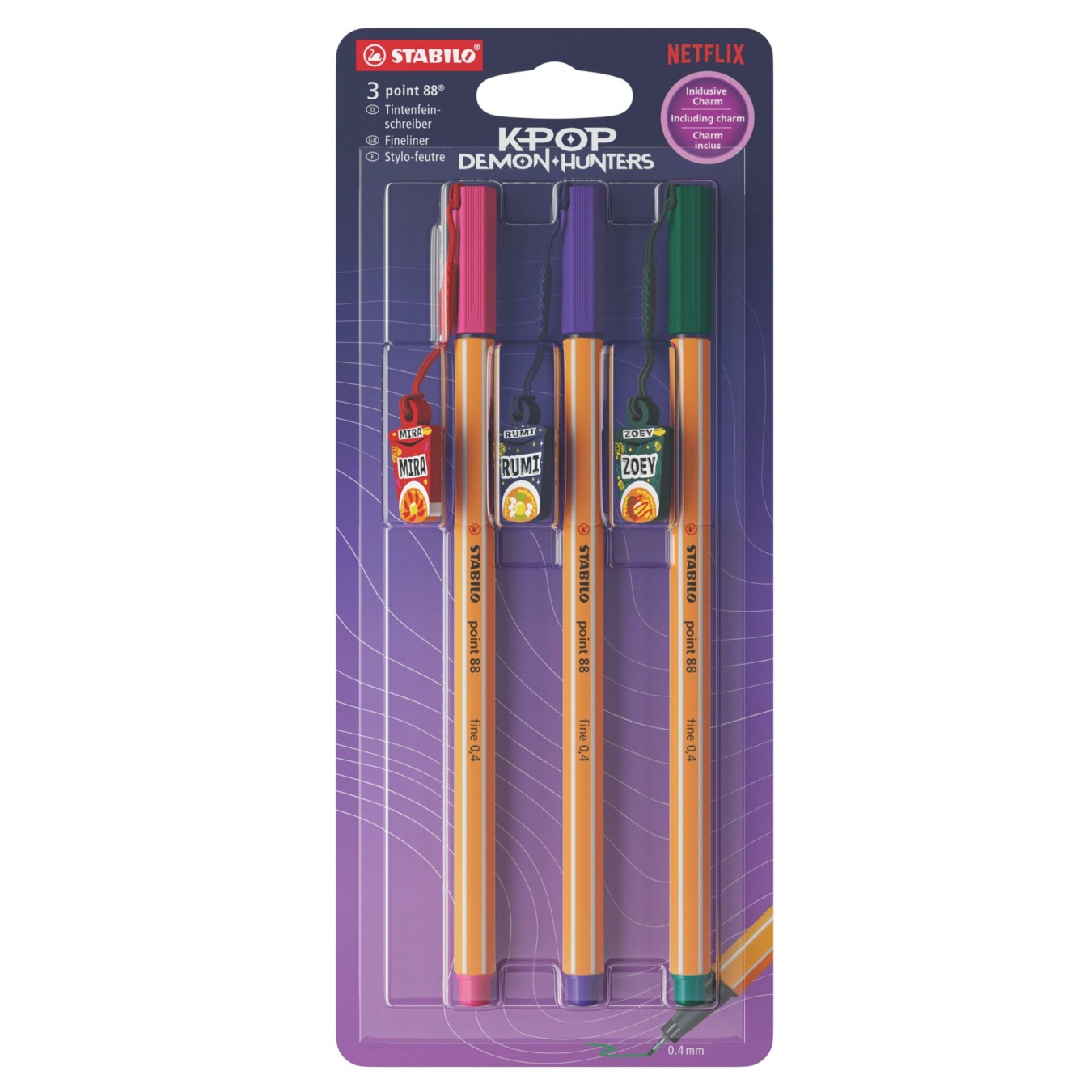 STABILO point 88 Fineliner Kpop Demon Hunter Editie 3 stuks Etui