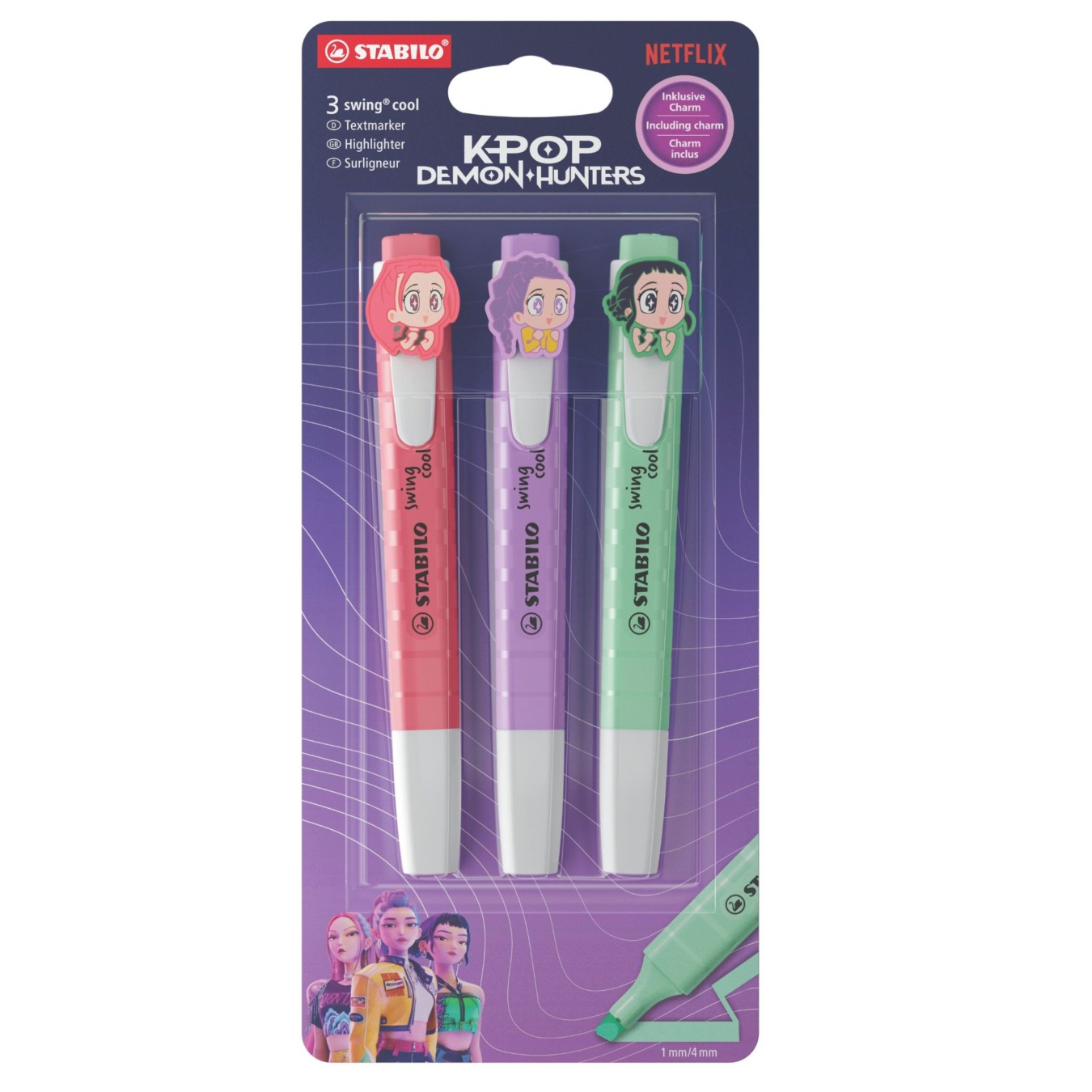 STABILO swing cool Markeerstift Demon Hunter Editie Rumi, Mira & Zoey 3 stuks